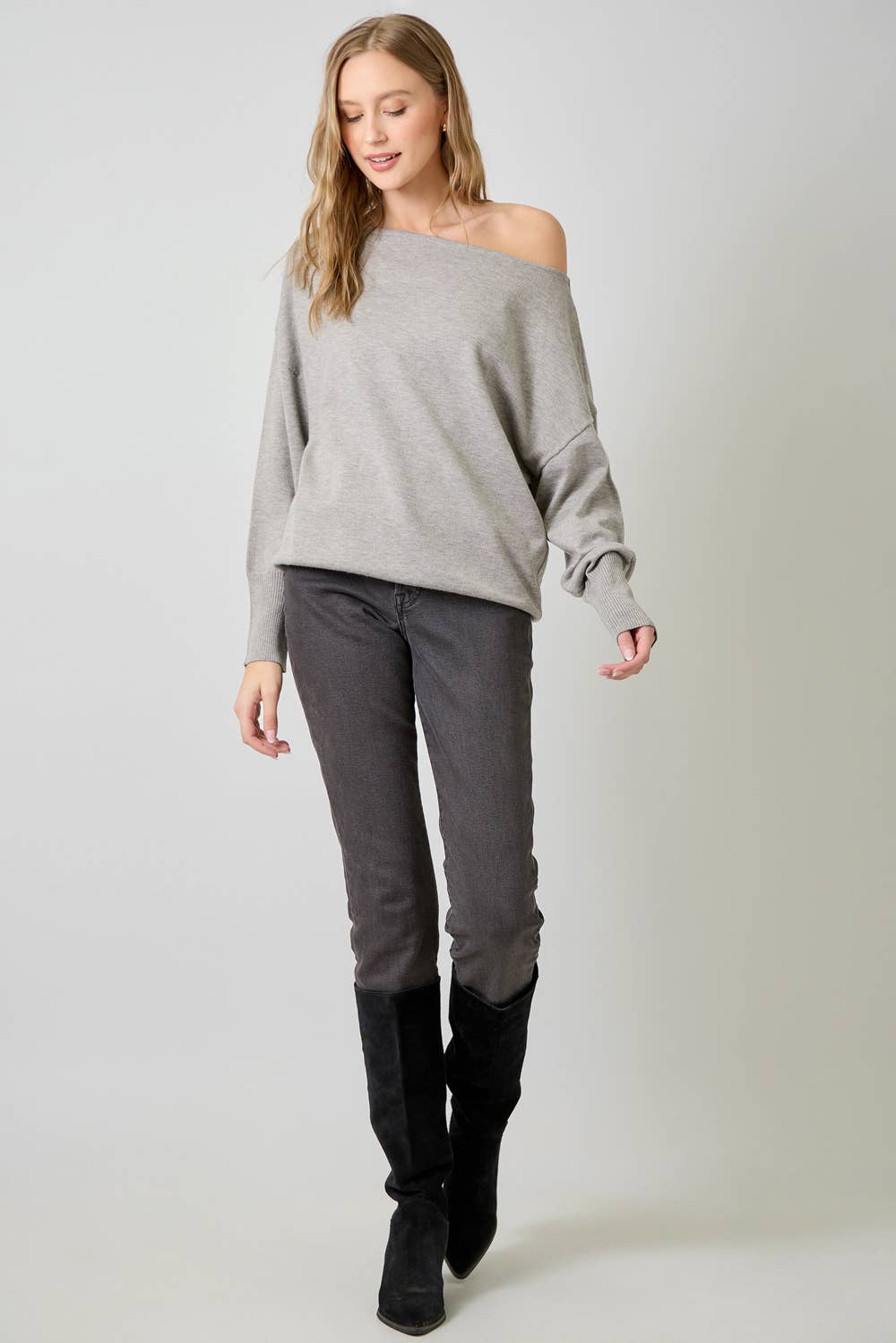 Mystree - Off Shoulder Sweater Top In Ivory