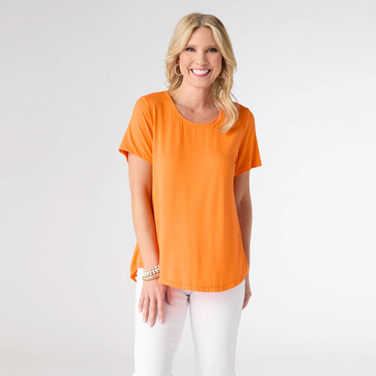 COCO + CARMEN - Erin Pleat Back Tee: Bright Orange