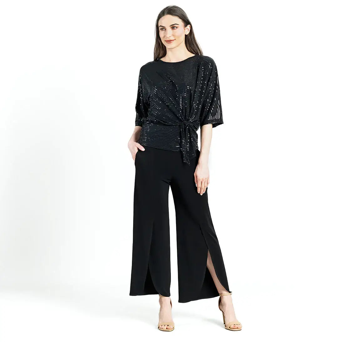 Clara Sunwoo - Shimmer Embellished - Side Tie Top: BLACK