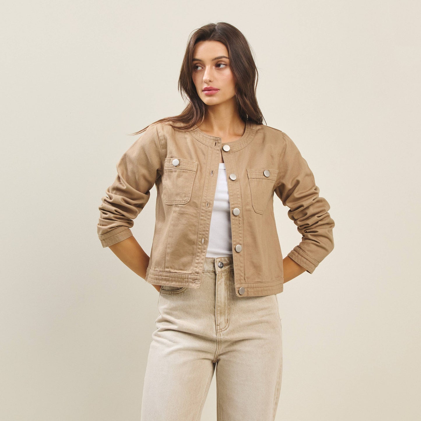 Able - Colored denim twill jacket: OLIVE