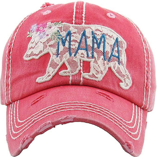 Funky Junque - Vintage Patch Hat - Mama Bear Lace (Coral)