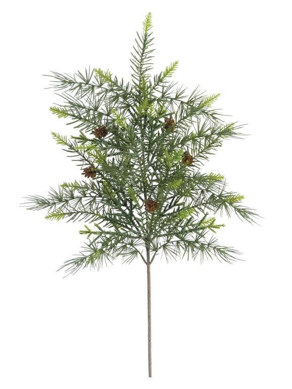 Select Artificials, Inc. - Mixed Cypress Spray w/Cones, 27.5", Green