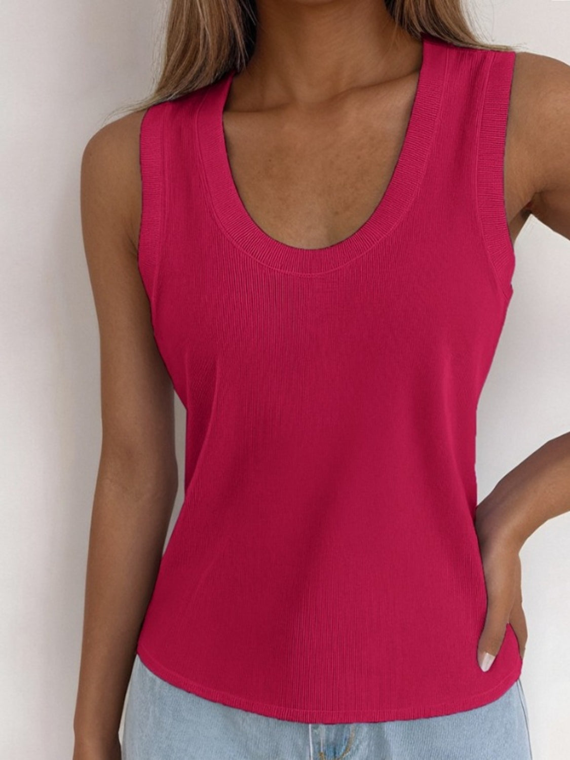 ONLINE ONLY! Solid Scoop Neck Tank