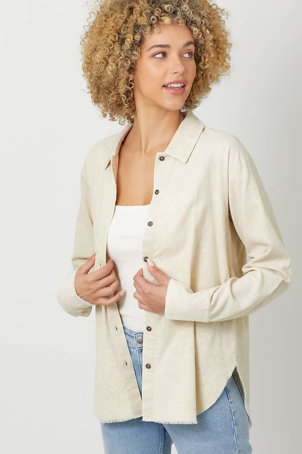 Washed Corduroy Shirt in Oatmeal