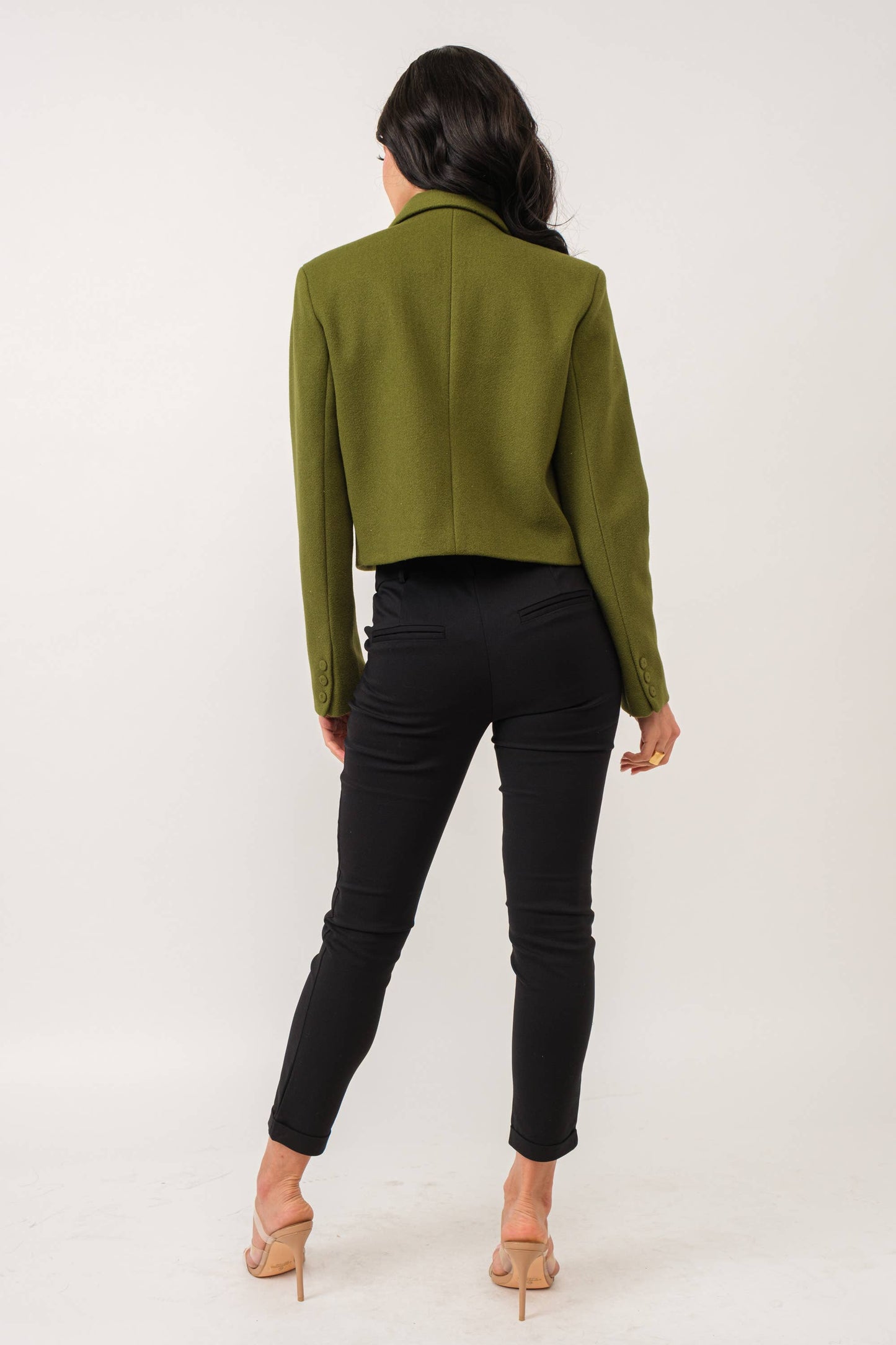 Tea & Cup Cropped double breasted coat / OLIVE