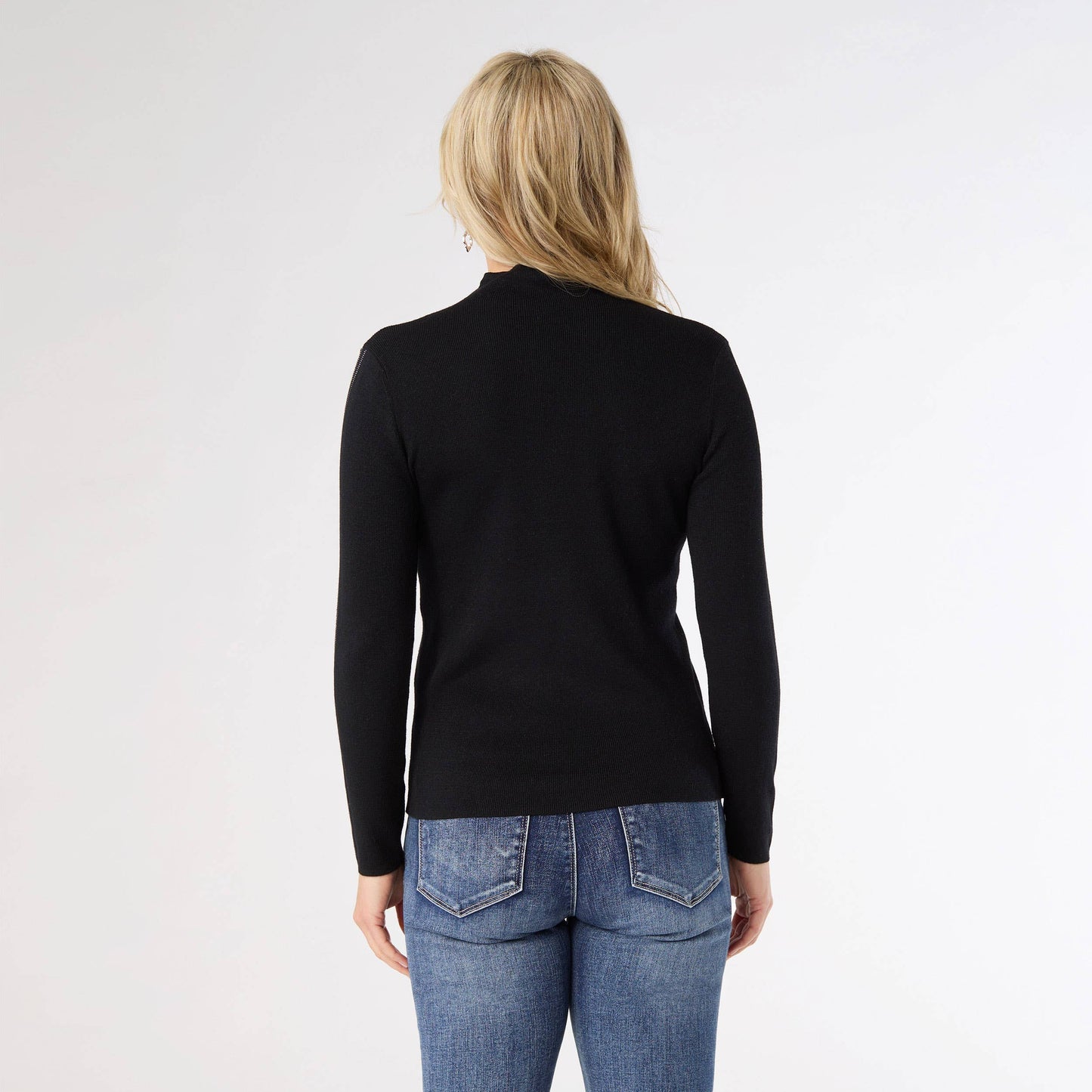 COCO + CARMEN - Ataya Sweater with Stripe Sparkle Sleeve in Black