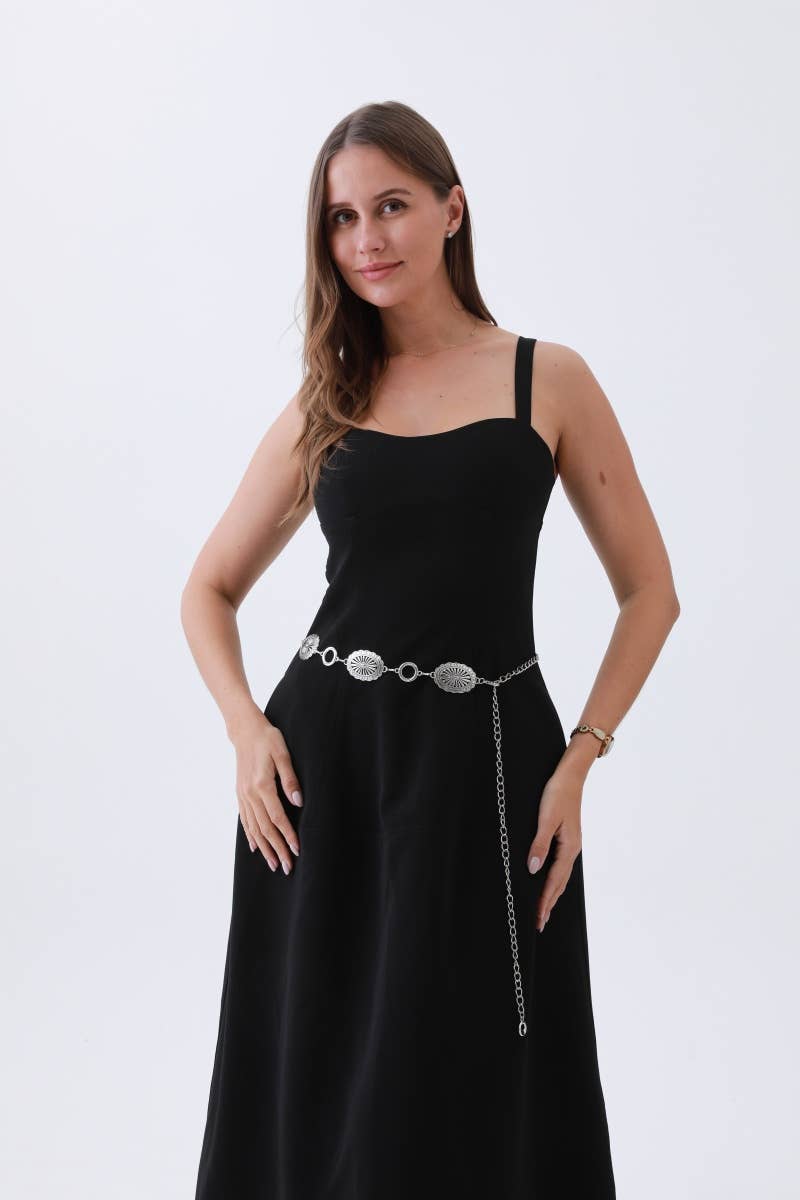 Leto Accessories - Western Chain Belt – Interlocking Oval & O-Ring Design: Autique Gold