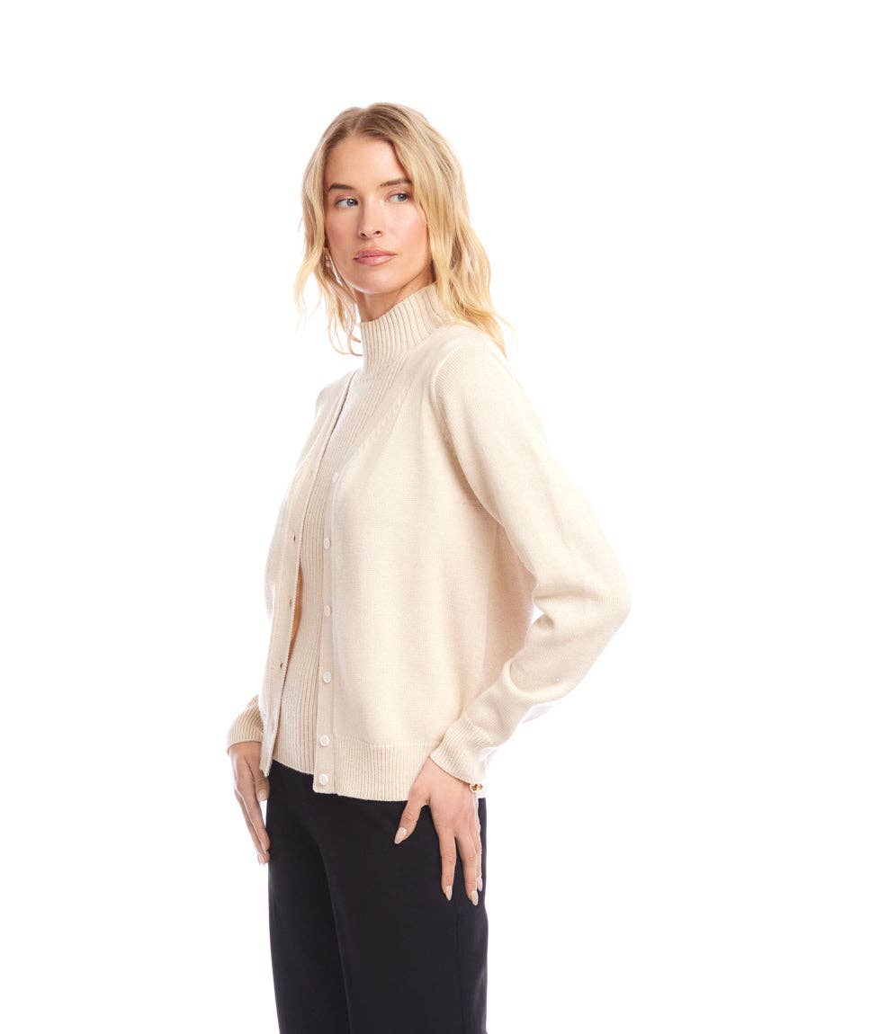 Karen Kane - V-Neck Cardigan Sweater: Ecru