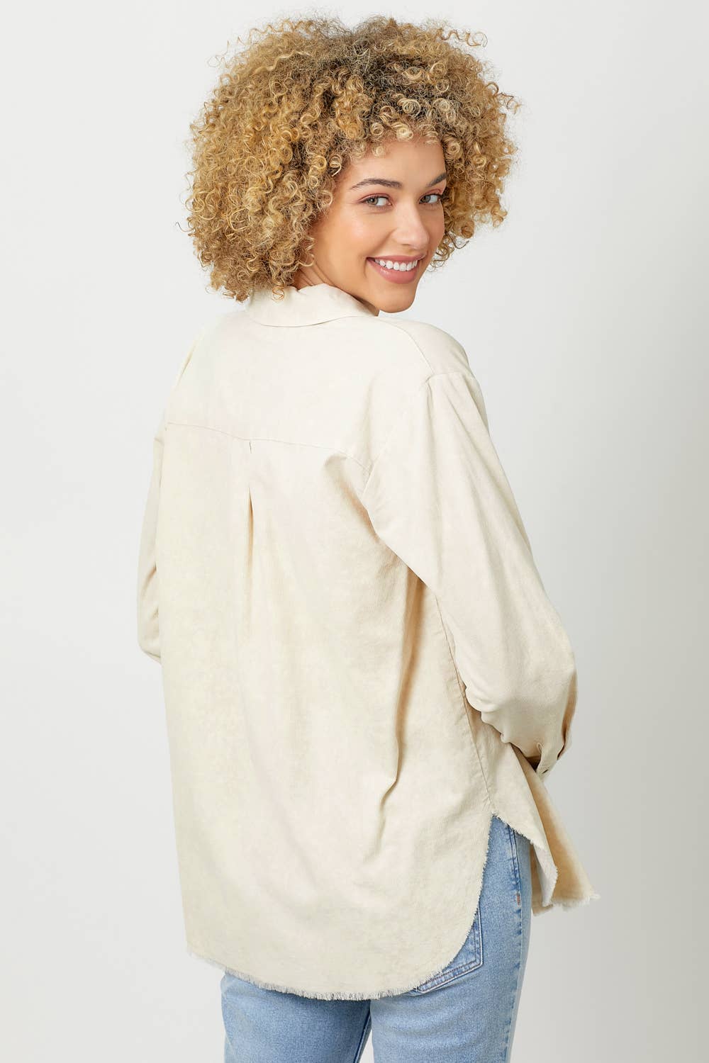 Washed Corduroy Shirt in Oatmeal