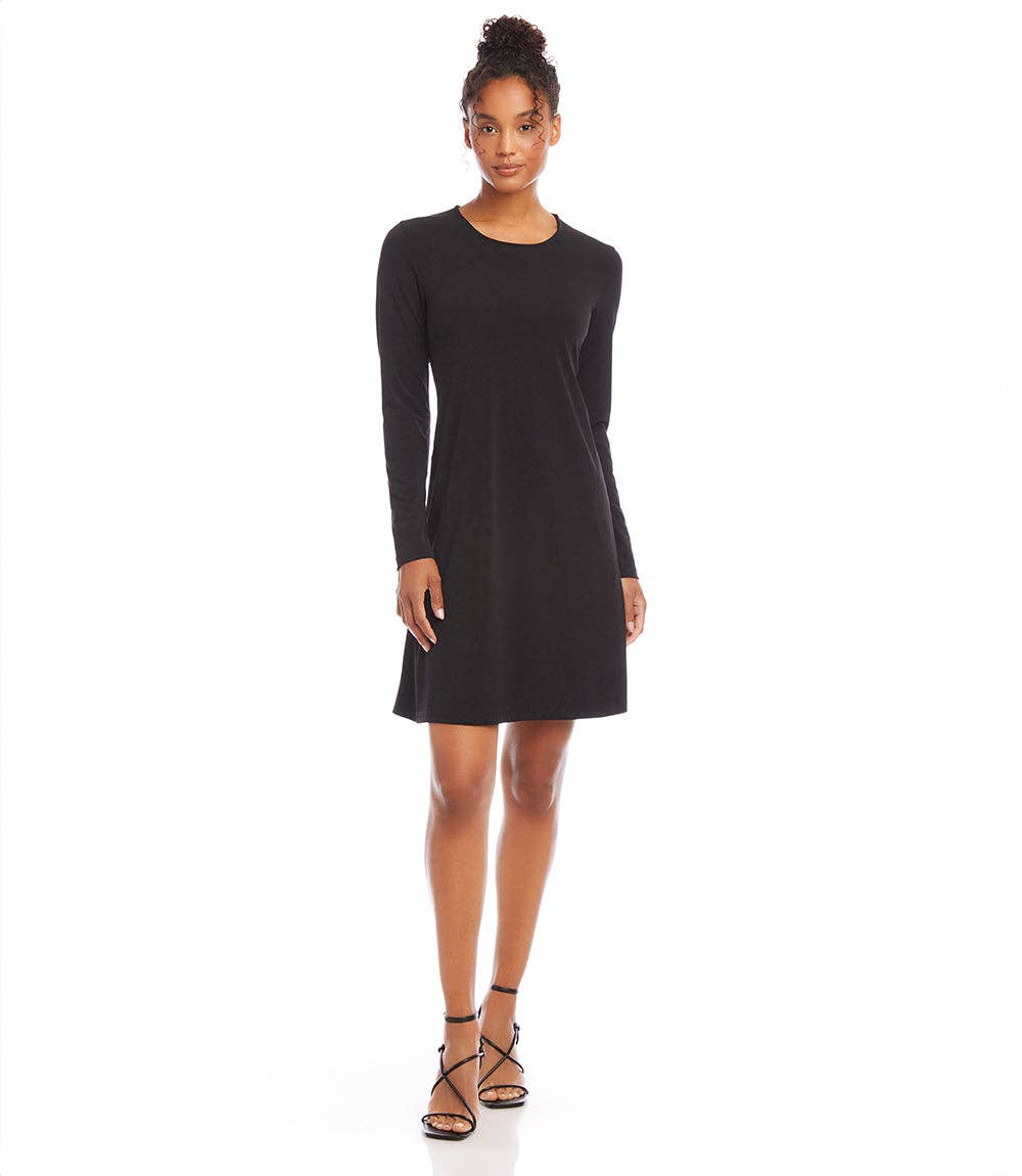 Karen Kane - Long Sleeve Travel Jersey Dress in Black