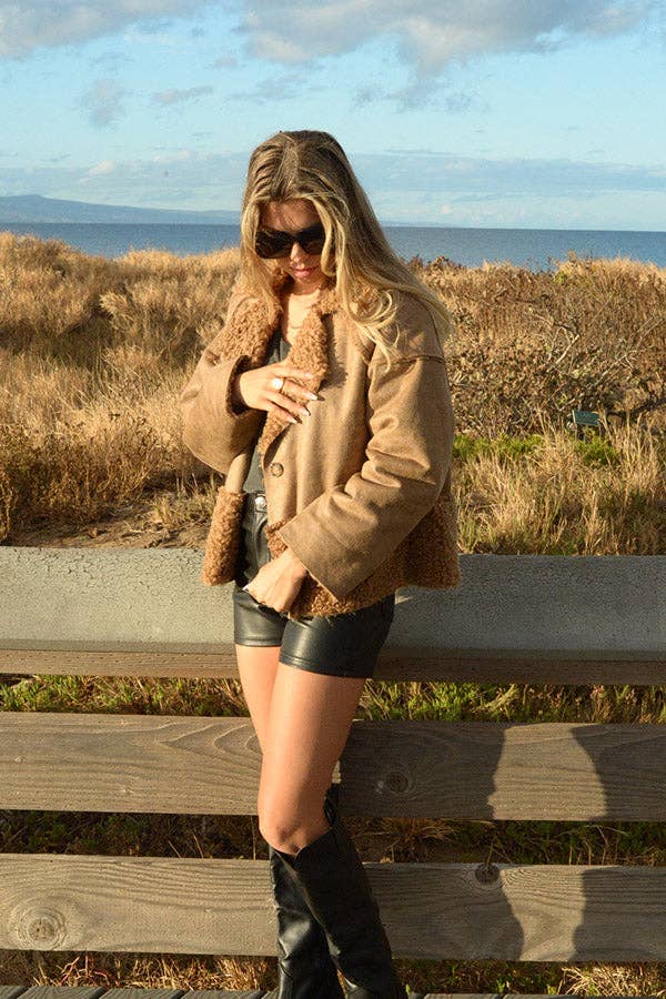 Ambiente - FAUX FUR SHEARLING JACKET ONE SIZE / CAMEL
