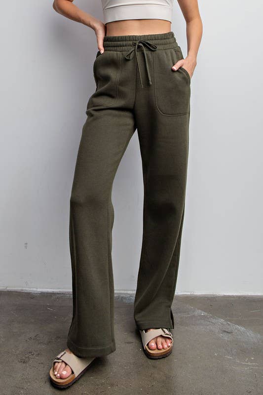 Sunday Morning - STRAIGHT LONG-LEG FRENCH TERRY PANTS: Black