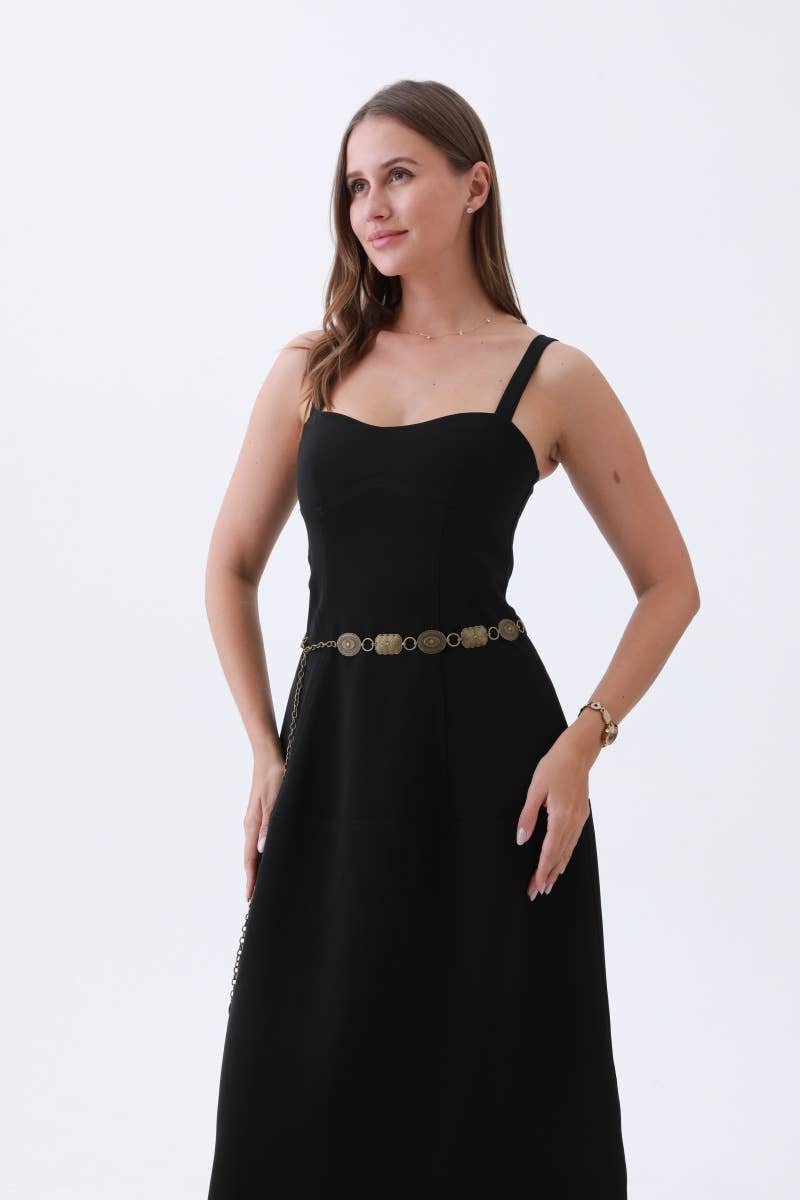 Leto Accessories - Vintage Geometric Western Chain Belt – Timeless Cowboy Chic: Bronze