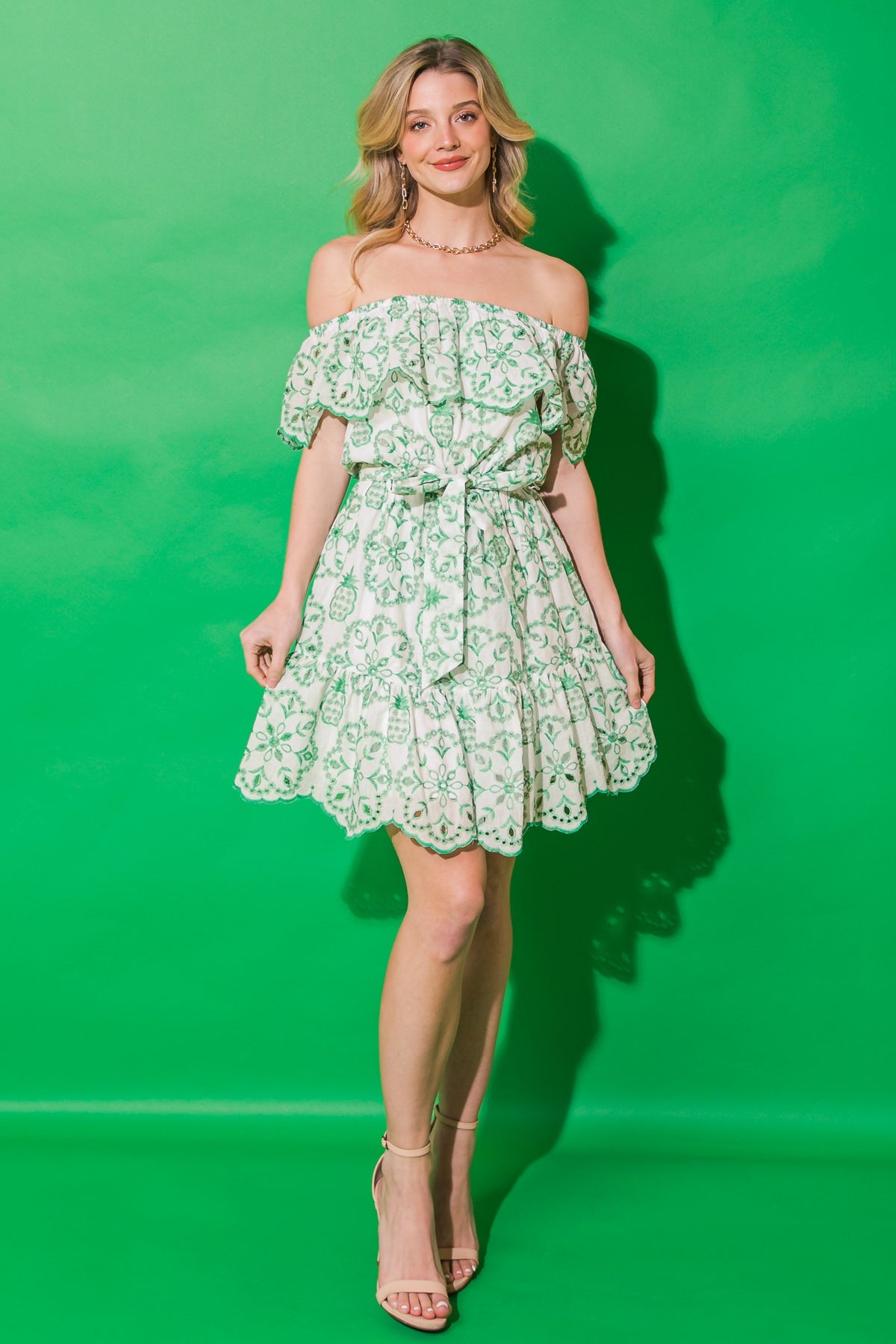 ONLINE ONLY! BET ON YOU EYELET MINI DRESS