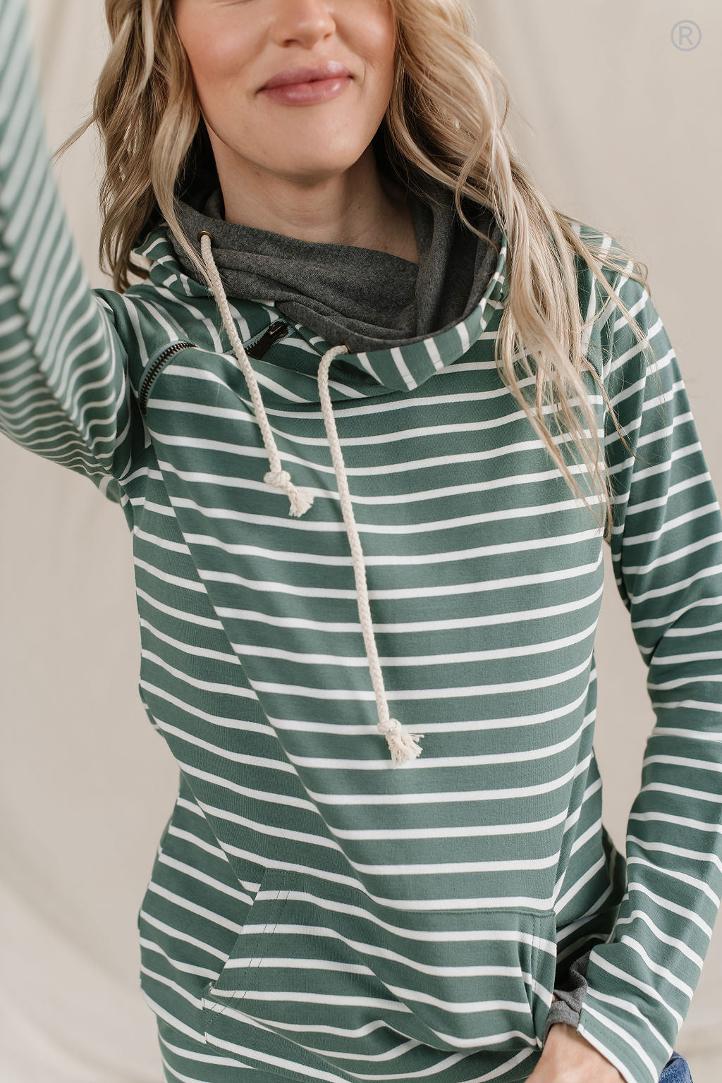ONLINE ONLY! DoubleHood® Sweatshirt - Line It Up Sea Green