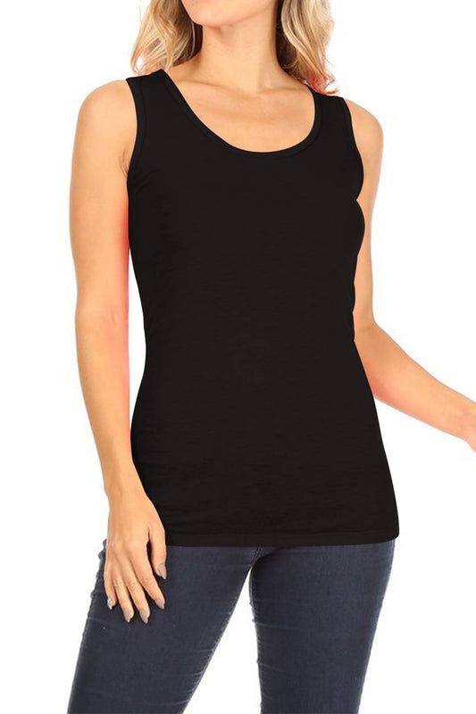 Solid Basic Sleeveless Tank Top Black