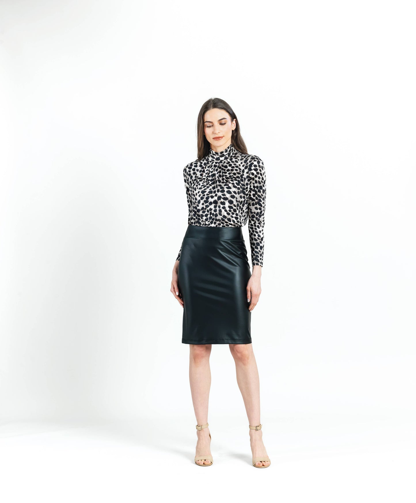 Clara Sunwoo -Liquid Leather™ - Sheen Pencil Skirt in Black