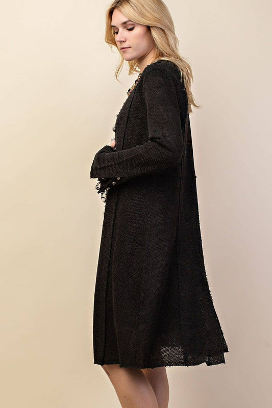 VL - Knit Long Jackets With Buttons and Bell Sleeves