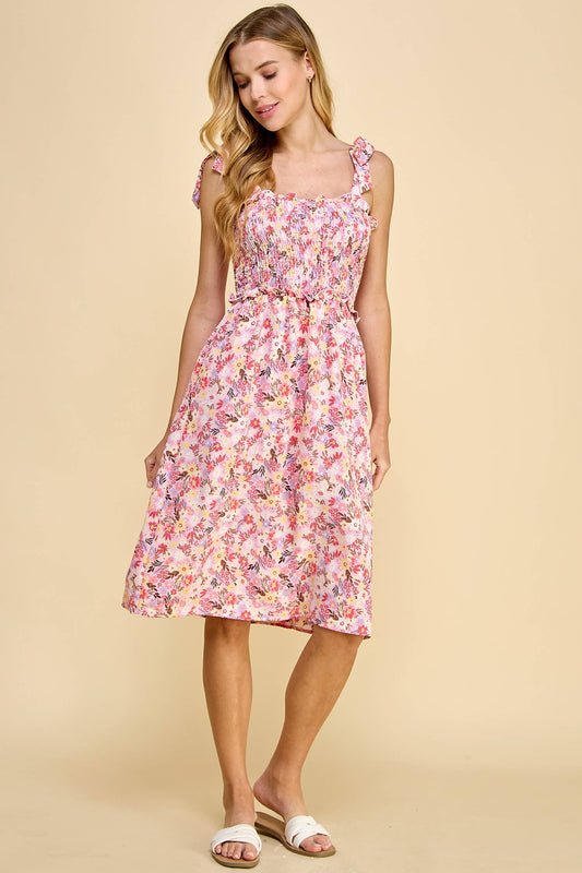 Winslow Collection - SMOCKED TOP MIDI DRESS Floral