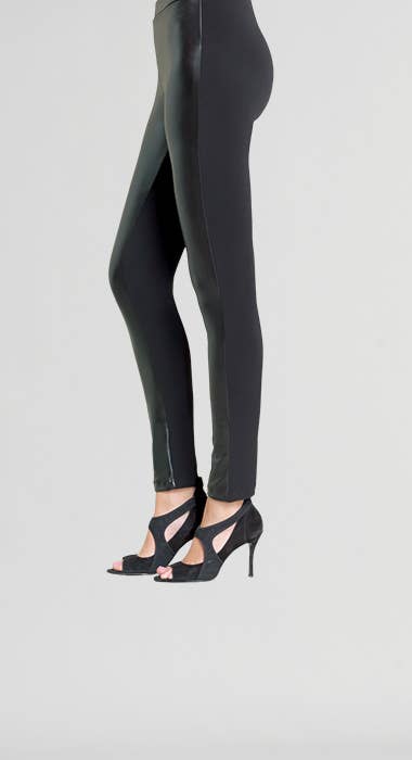 Clara Sunwoo - Liquid Leather™ Sheen Two-Tone Legging: Black