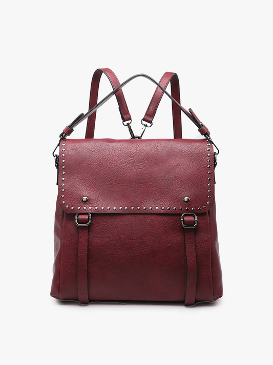 Backpack w/ Studded Details: Burgundy