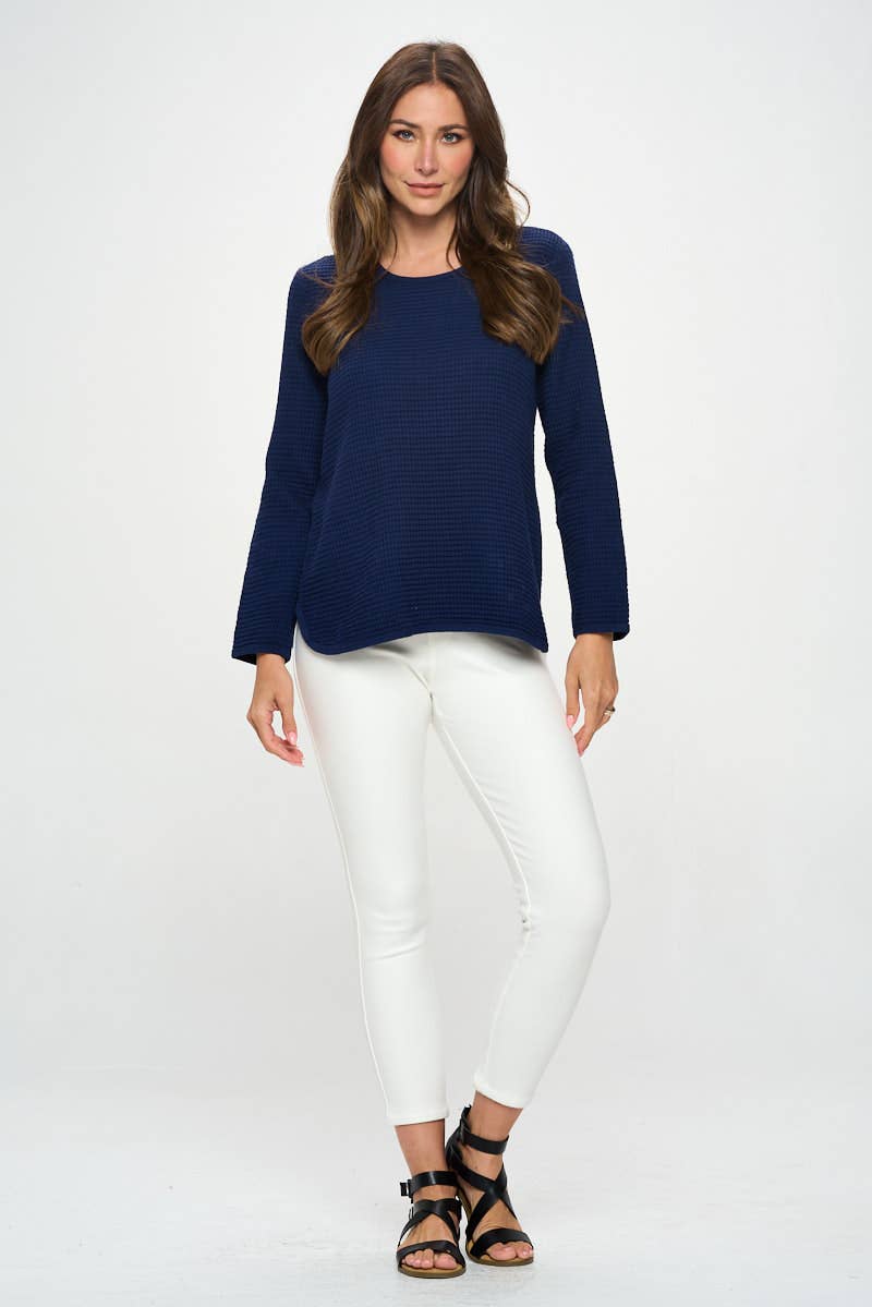 FF - Feather Waffle Pull-over Top / NAVY