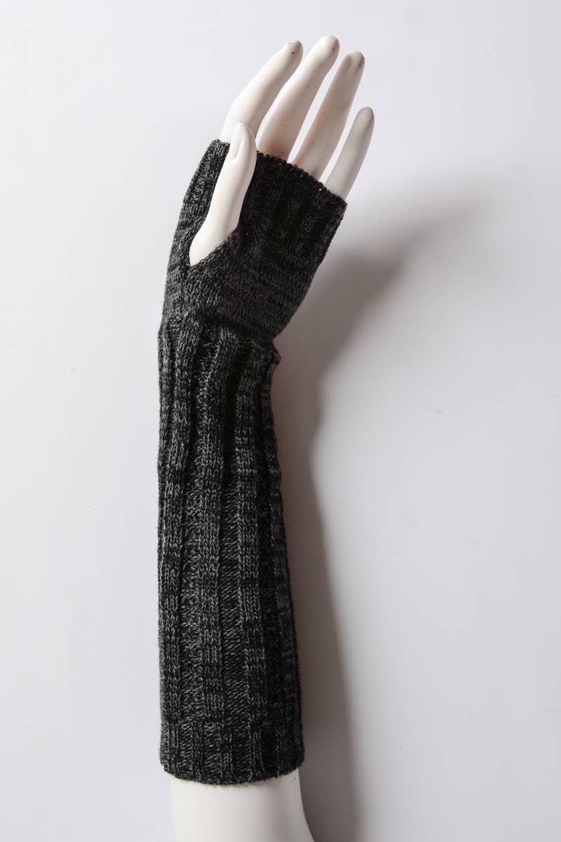 Ribbed Arm Warmers: Charcoal Black