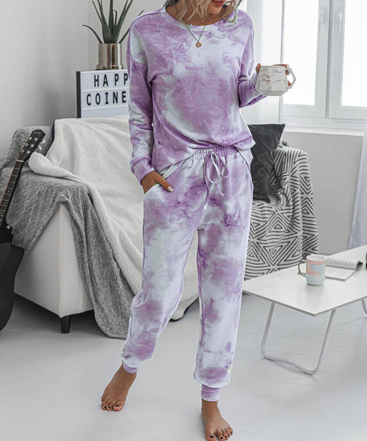 Purple Tie Dye Long Sleeves T-shirt and Joggers Sets