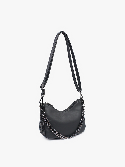 Jen & Co. Grommet Detailed Shoulder Bag: Black