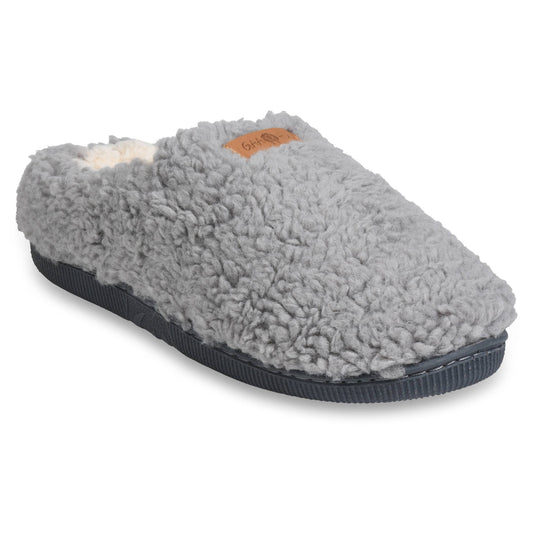 womens berber clog with faux shearling lining grey