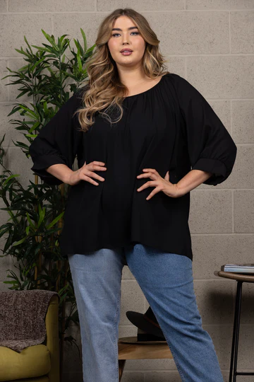 SW - Stylish Black Blouse Plus Size